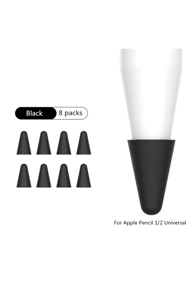 Black 8pcs Soft Silicone Replacement Tip Case For Apple Pencil Touch Screen Stylus Pen Case Nib Prot