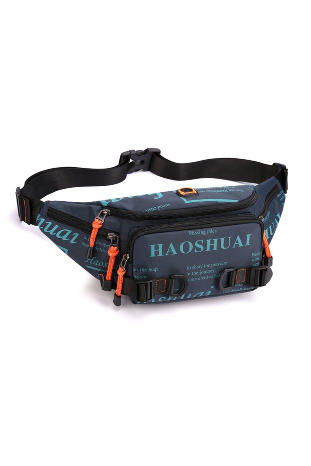 Navy Men Waist Fanny Pack Belt Bag Running Nylon Waterproof Multi-purpose Travel Sports Male Sling C