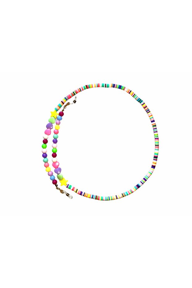 Fimo Colorful Heart Ball Glasses Chain - Necklace - Bracelet