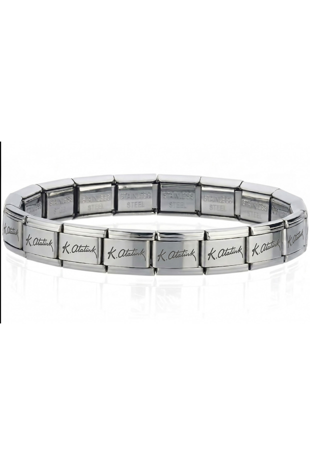 K. Ataturk Signed Italian Charm Unisex Steel Bracelet 18-21cm Optional Scb61
