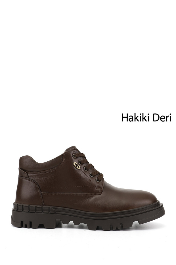 Men's Brown Zippered Thermo Sole Genuine Leather Boots