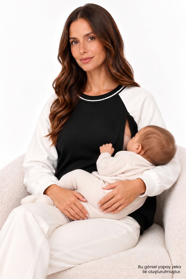 Breastfeeding-Friendly Regular Maternity Sweatshirt with Hidden Zipper