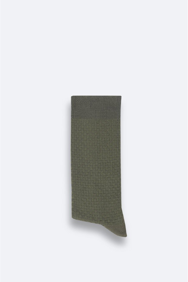 Men's Khaki Textured Bamboo Socks A42Y8508