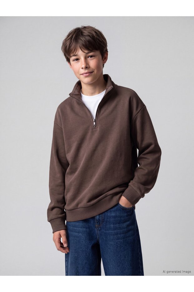 Quality Parts from Çelebi Store Dik Roba Collar Boys' Thick Sweatshirt