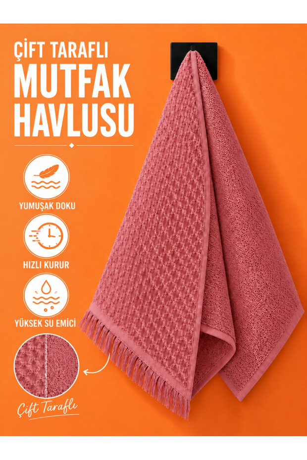 100% Cotton Double-Sided Kitchen Towel 50X75 cm Fringed Textured High Water Absorbency