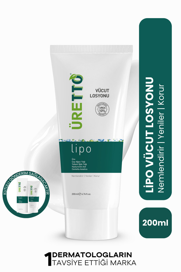 Body Lotion Intensive Moisturizer 200 ml Urea and Hyaluronic Acid Uretto Lipo Dry Skin