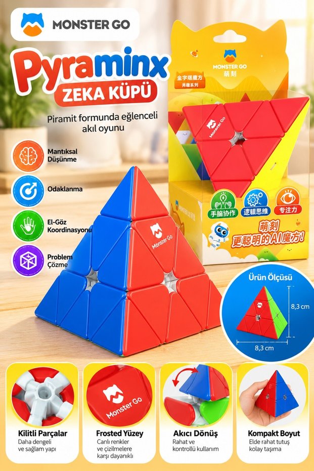 Gan Pyraminx Intelligence Cube Pyramid Mind Game Speed Cube Stickerless Educational Puzzle