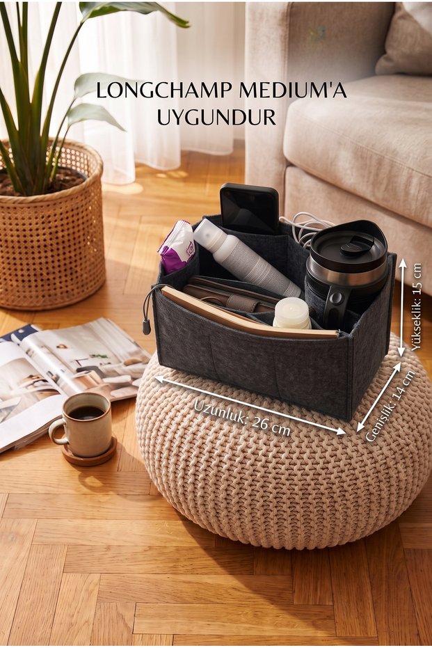 Long.. m Canta Icin Tek Suluklu Organizer Fume Color 26 X 15 X 14 Dimensions (Length X Height X Width)