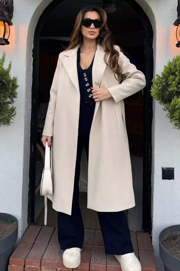 Women's Lined Belted Cashmere Coat