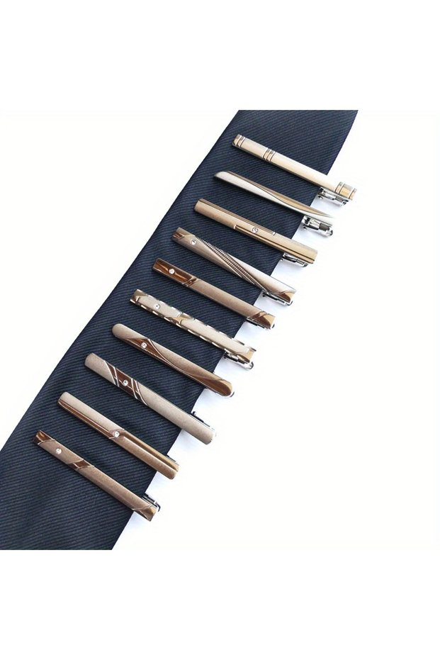 WHITE 10PCS 10pcs Men's Dress Tie Clips, Wedding Business Suit Fashion Necktie Clips, Gifts For Husb