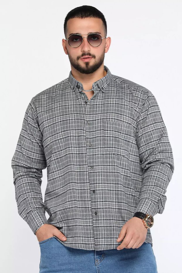 Plaid Patterned Men's Shirt with Pockets