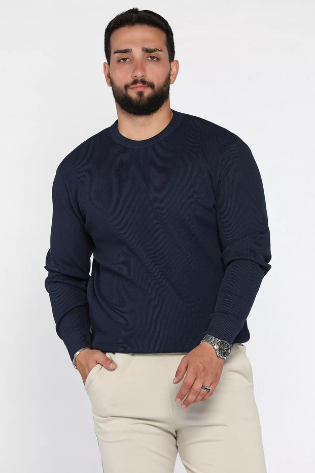 Crew Neck Patterned Men's Knitwear Sweater