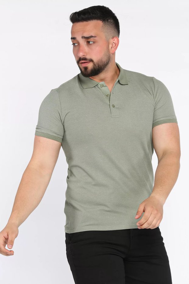 Men's Polo Collar Half Button T-Shirt