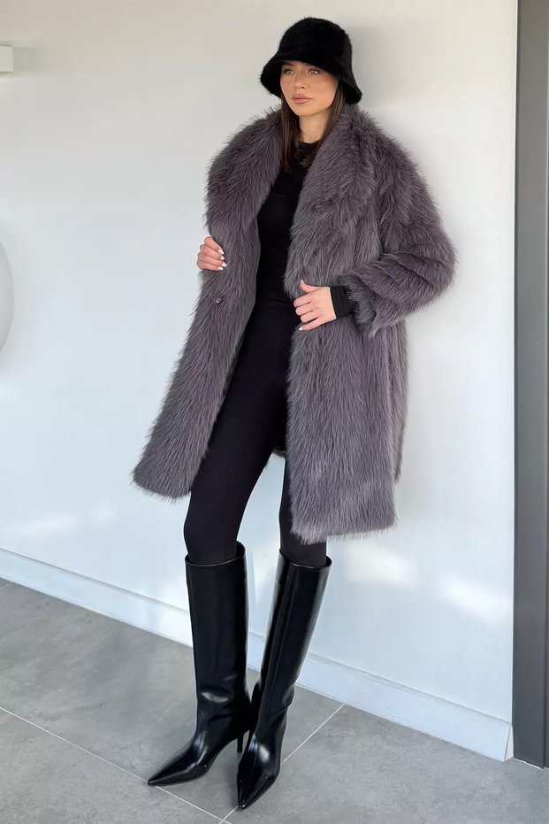 Women's Lined Fur Long Coat