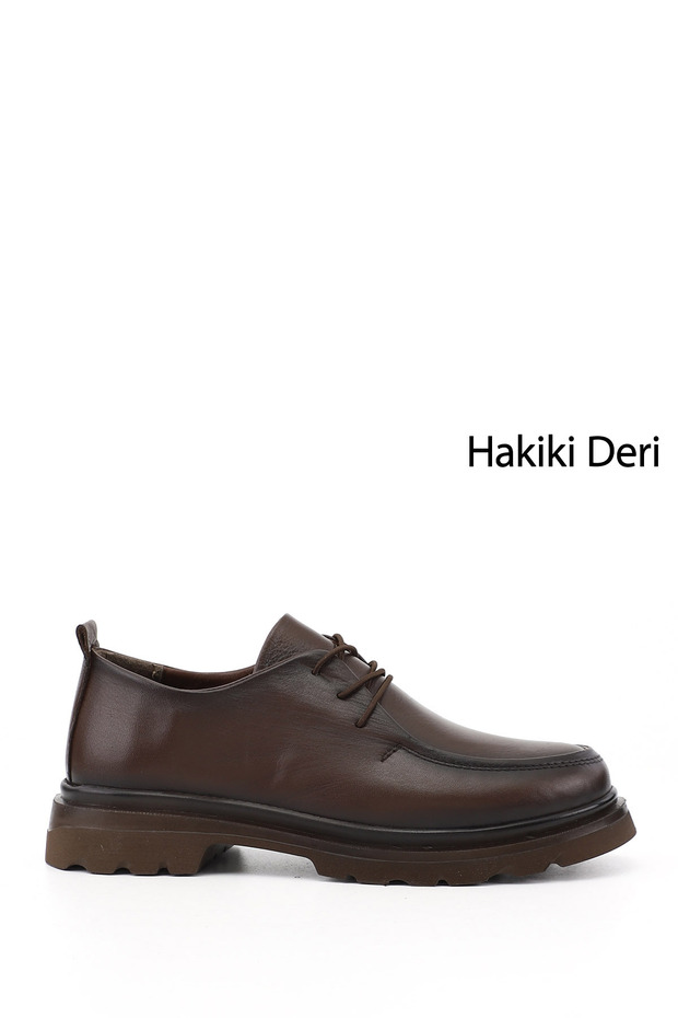 Women's Brown Antique Lace-Up Genuine Leather Comfort Shoes