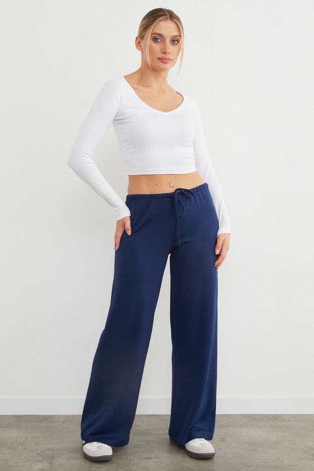 Wide Leg Modal Pants with Tie Waist