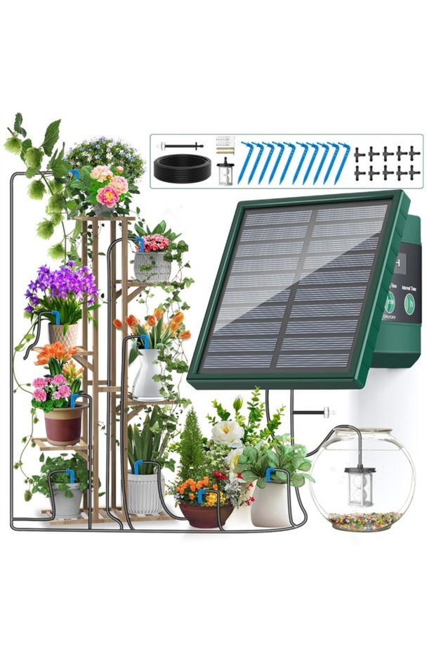 1 set Solar Irrigation System for Garden Balcony Automatic Drip Irrigation System DIY Garden Waterin