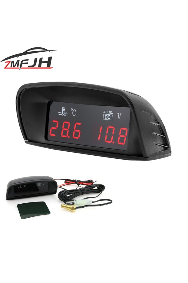 Digital Water Temperature Gauge + Volt Water Temperature Sensor 10mm 2 in 1 Gauge Car LCD Display Ca