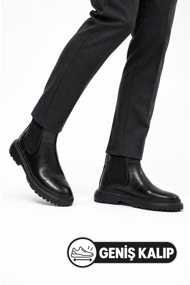 Forest Black Genuine Leather Men's Chelsea Boots