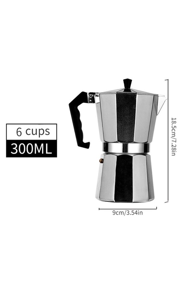 300ml Aluminum Coffee Kettle Household Italian Octagonal Moka Coffee Tea Pot Office Home Travel Outd
