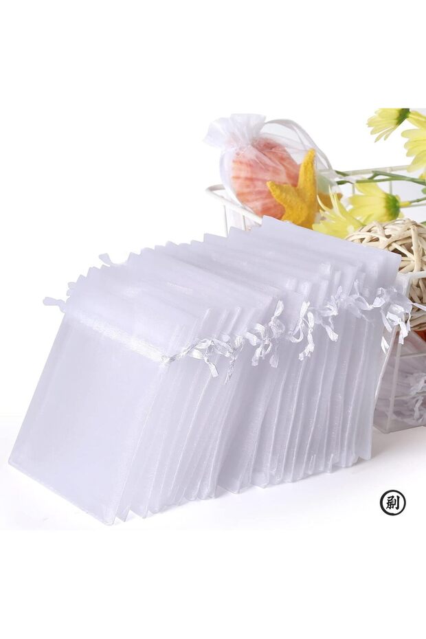 L 50PCS White Organza Bag Decorations 7 * 9cm or 9*12CM