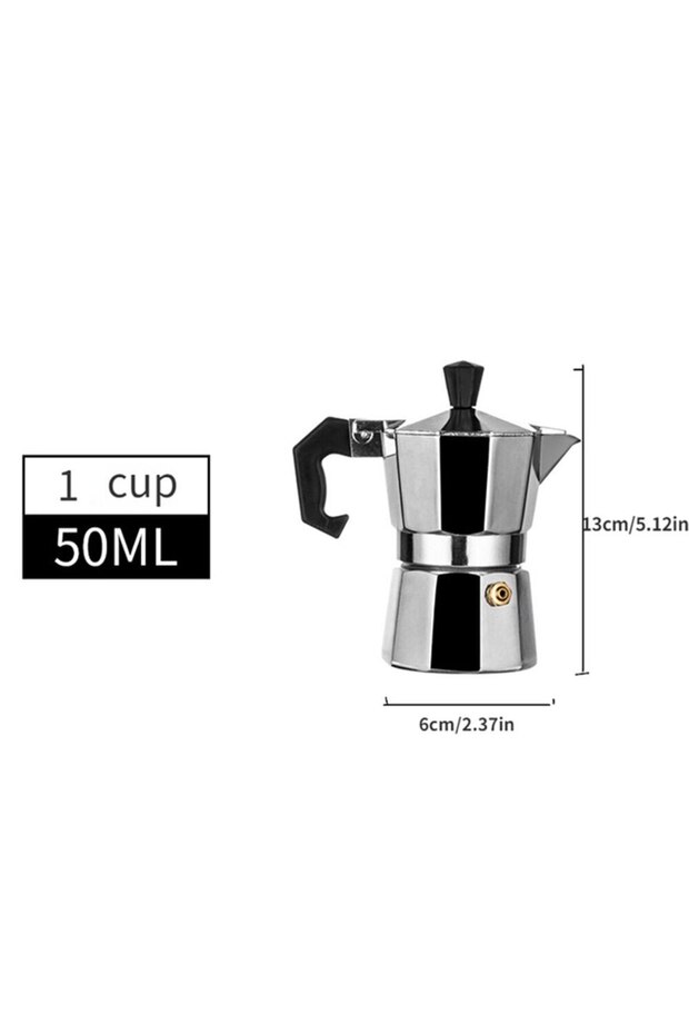 50ml Aluminum Coffee Kettle Household Italian Octagonal Moka Coffee Tea Pot Office Home Travel Outdo