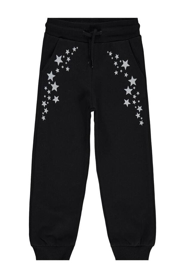 Star Printed Sweatpants for 6-9 Years Old - Black