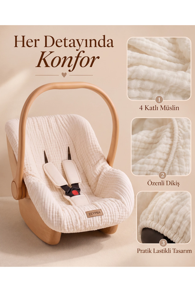 4-Layer Muslin Elastic Stroller Cover Baby Car Seat Cover