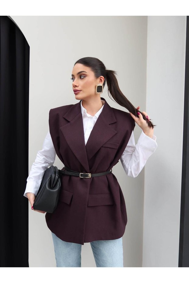 Shoulder Pad Detailed Belt Pieces Vest