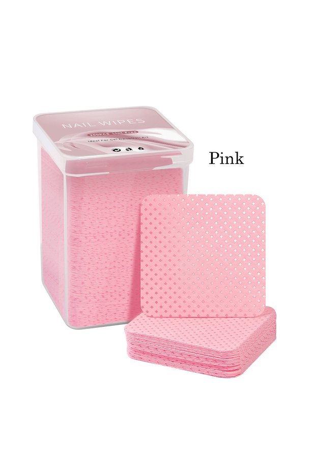 Pink-200pcs Lint-Free Nail Polish Remover Cotton Wipes UV Gel Tips Remover Cleaner Paper Pad Nails P