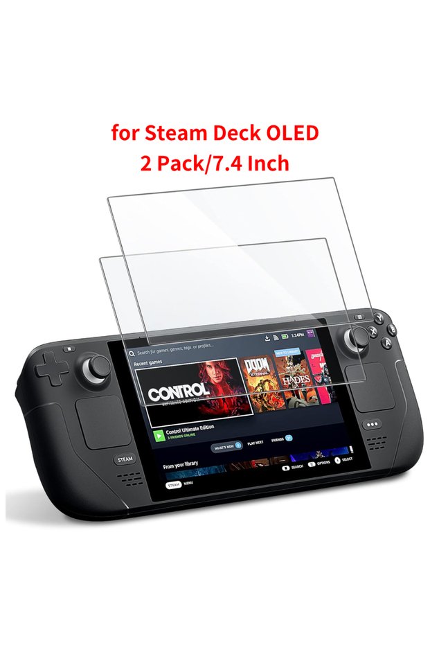 2Pcs 2 Pack Screen Protector for Steam Deck OLED 7.4 Inch Anti-Scratch HD Clear Tempered Glass Flim