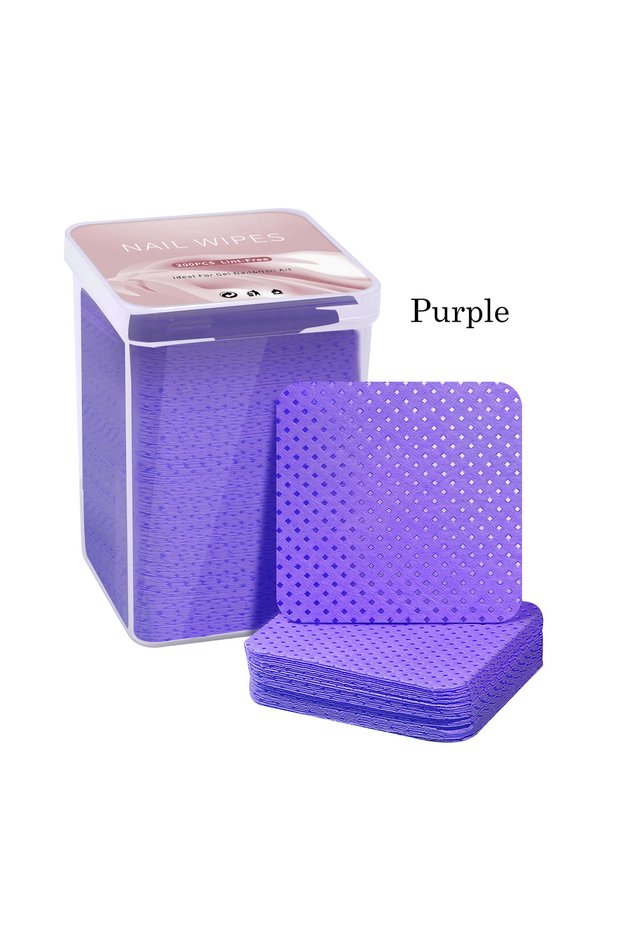 Purple-200pcs Lint-Free Nail Polish Remover Cotton Wipes UV Gel Tips Remover Cleaner Paper Pad Nails