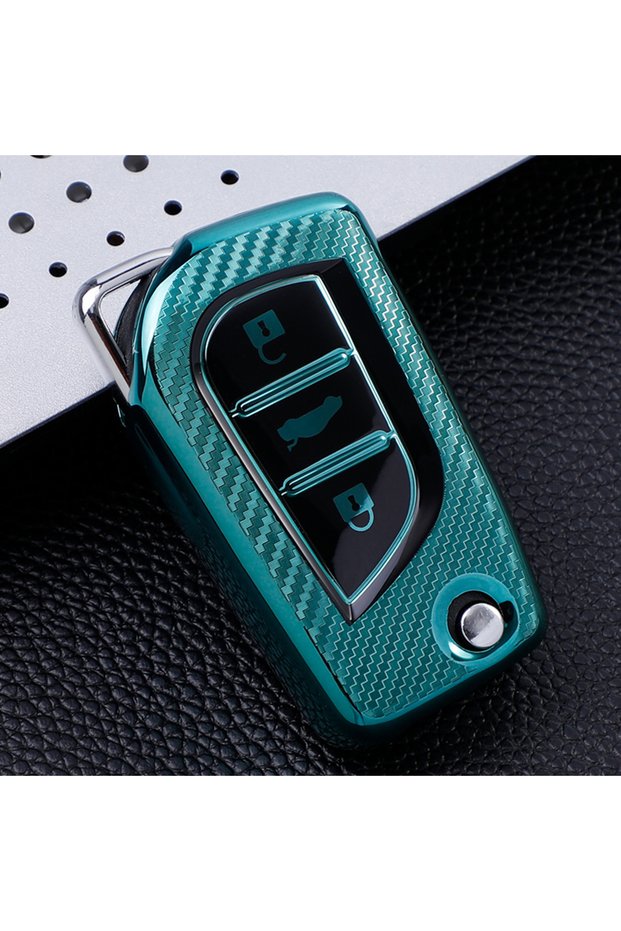 green TPU Carbon Filber Car Key Case Cover for Toyota Auris Corolla Avensis Verso Yaris Aygo Scion T