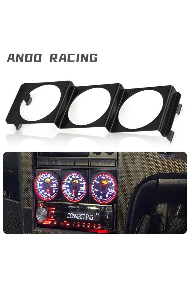 3 Hole 52mm Single DIN Radio Slot Pod Auto Triple Gauge Meter Panel Mount Black Dash Panel Pod Unive
