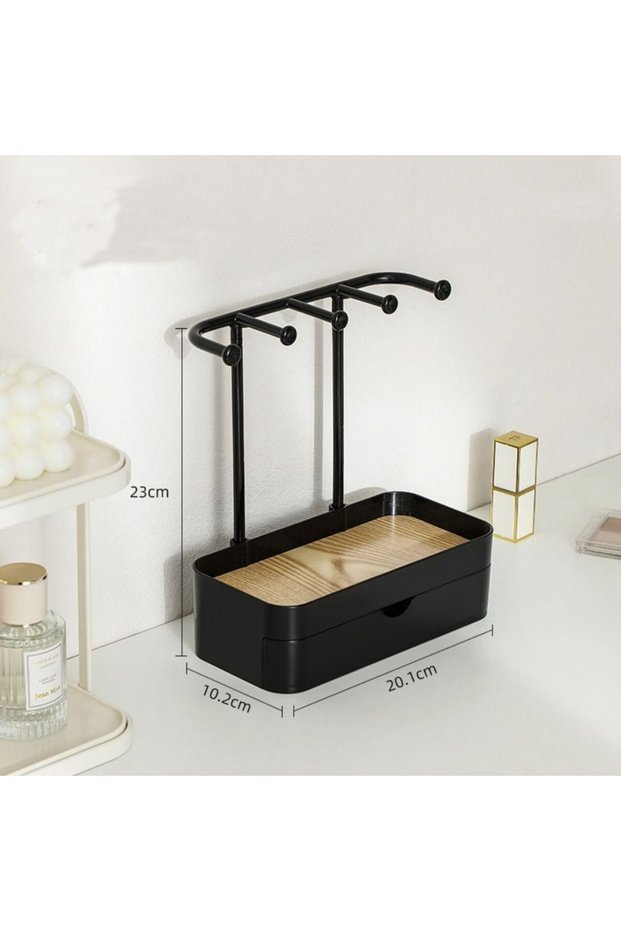 Black with Box Fashion Jewelry Display Rack with Drawer Box Earrings Necklaces Jewelry Storage Rack