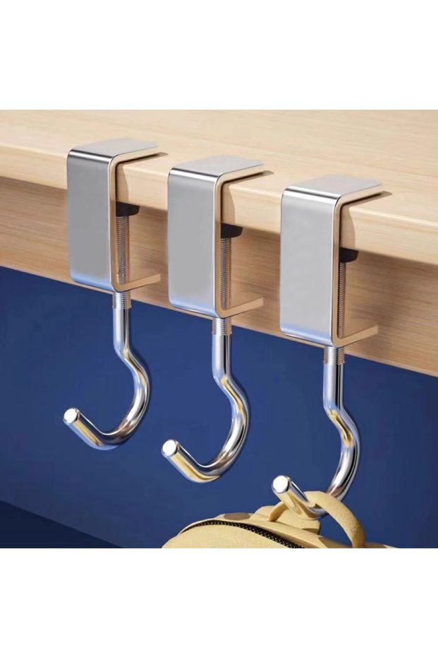1pc 1/2pcs 360° Rotatable Steel Table Hooks - Detachable, Non-Destructive Installation for Office De