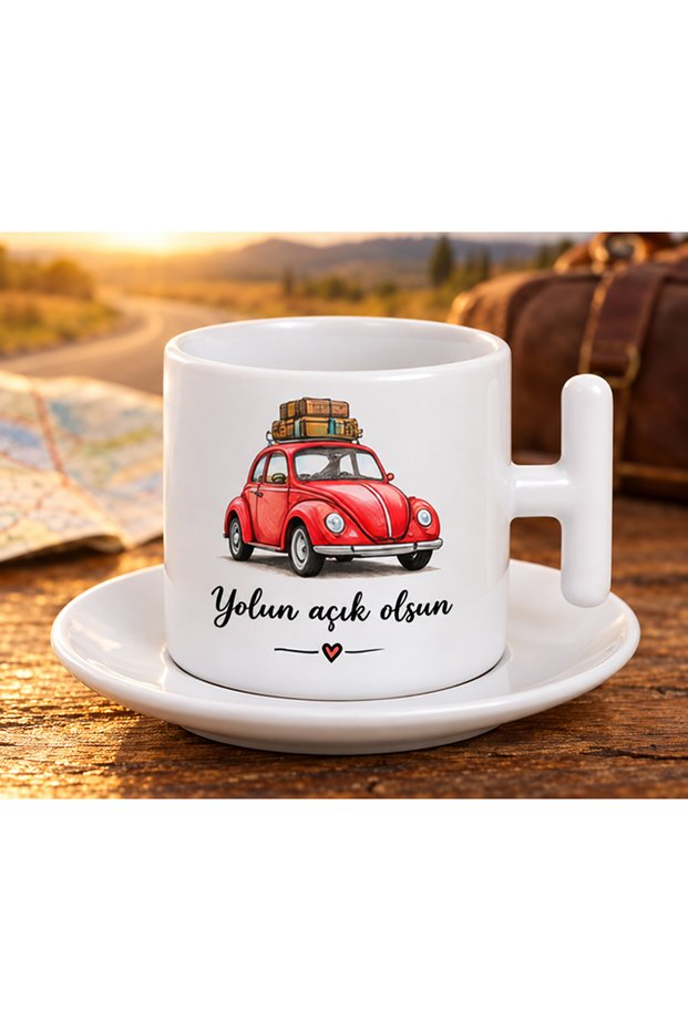 May the Road Be Open Written Red Vosvos Figured Coffee Cup