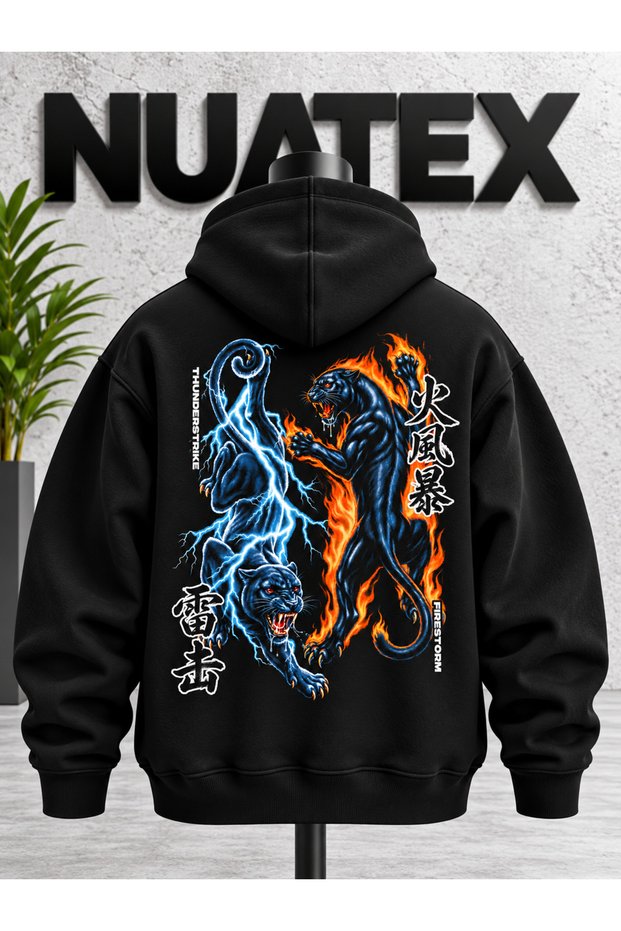 Sirt Printed 3 Thread Raster Regular Fit Hooded Kangaroo Pocket Sweatshirt
