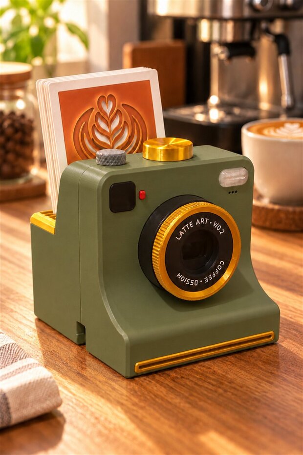 Latte Art V2 Coffee Topper Pattern and Decoration Apparatus, Barista Accessory, 4 Pattern Cards and 2 Replacement Screens
