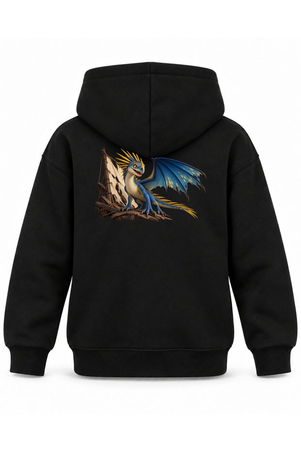How to Train Your Dragon Sailing Wing Printed Black Kids Hoodie