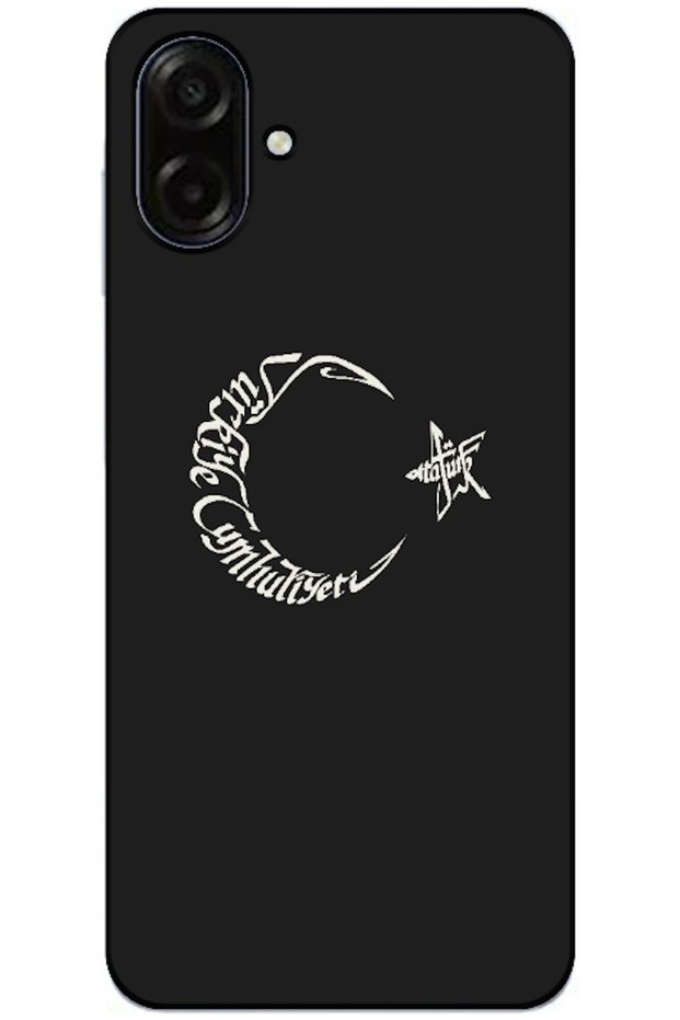 Samsung Galaxy A07 Compatible Case Moon Star and Atatürk Silicone Case (Printed)