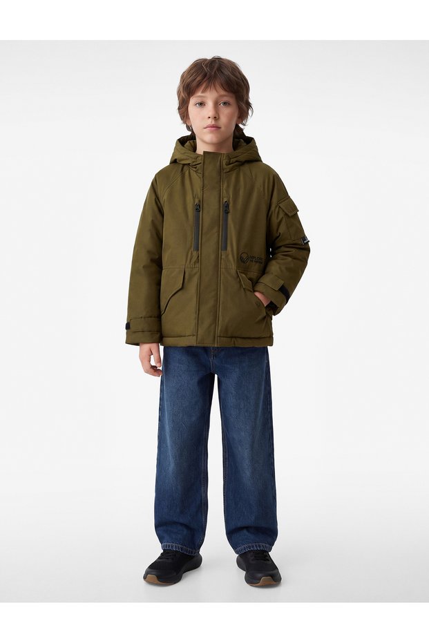 Long Sleeve Hooded Zipper Coat with Pockets