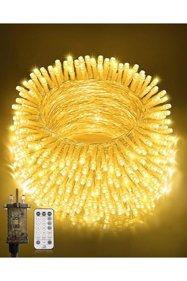 أضواء زينة قابلة للتركيب بطول 20 متر مع 200 مصباح LED ووظيفة التحكم عن بعد والتوقيت