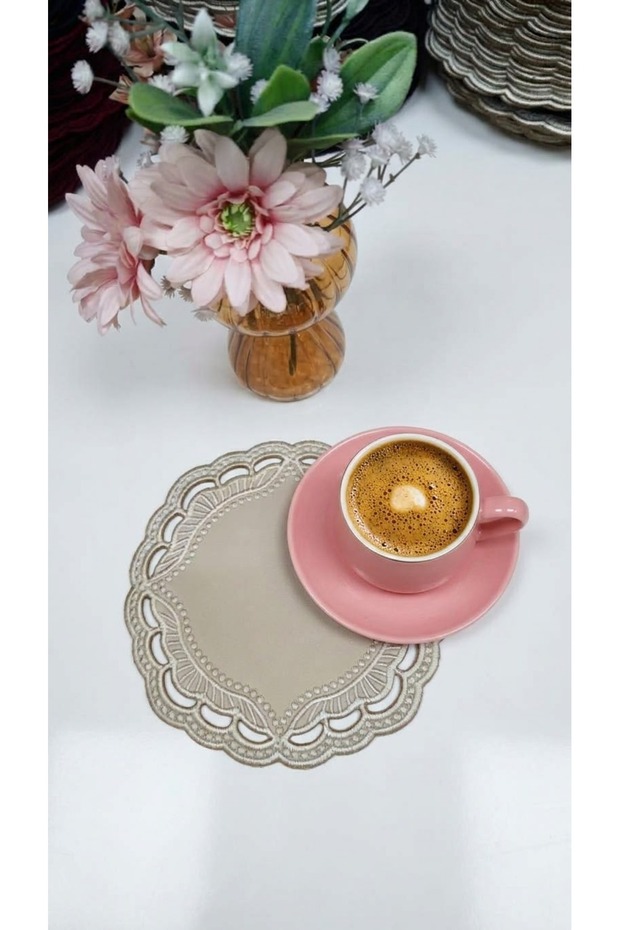 Leather Coaster, Tea and Coffee Coaster Set of 6 Stone