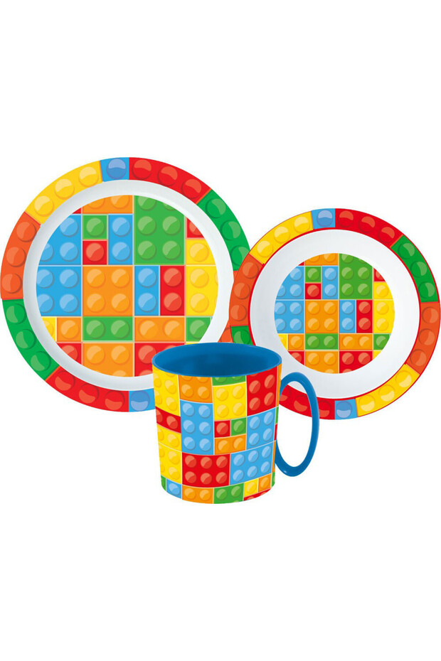 Lego Patterned table set, microplastic set with 350 ml mug