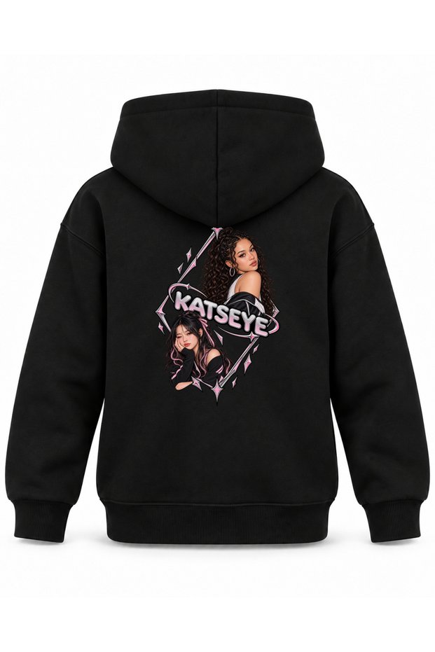Katseye Diamond Sticker Character Printed Children's Hooded Sweatshirt