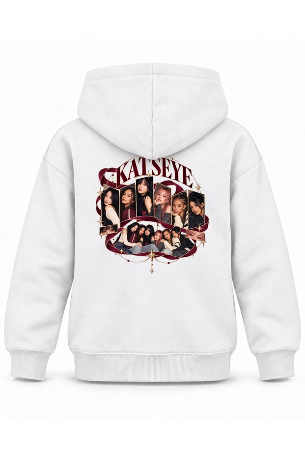 Katseye Satin Album Portrait Printed Children's Hooded Sweatshirt