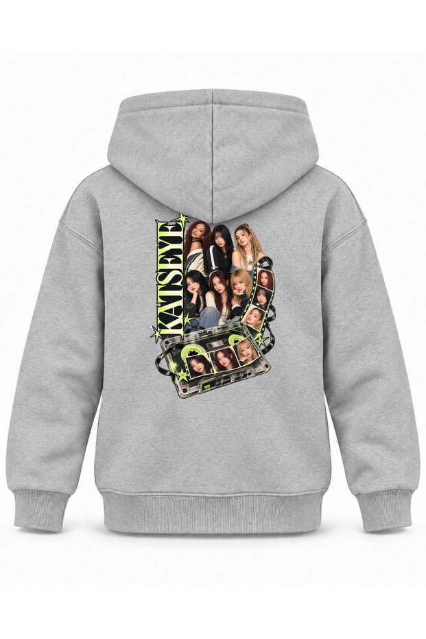 Katseye Cassette Cover Portrait Printed Children's Hooded Sweatshirt