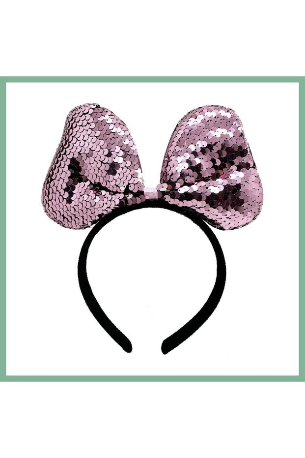 Color Changing Sequin Sequined Bow Party Crown Pink Silver Color 20X16 cm Bsk2026