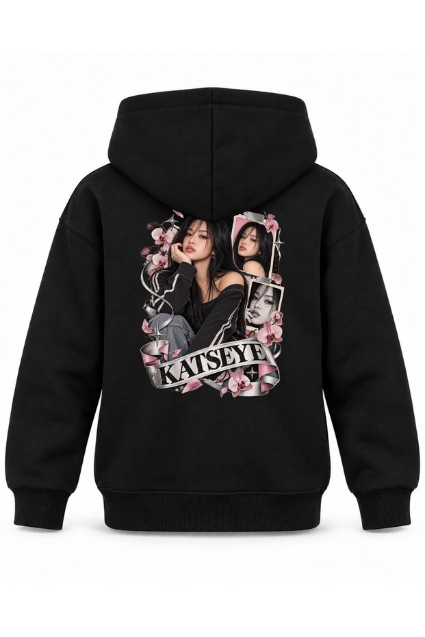 Katseye Flower Press Graphic Printed Children's Hooded Sweatshirt
